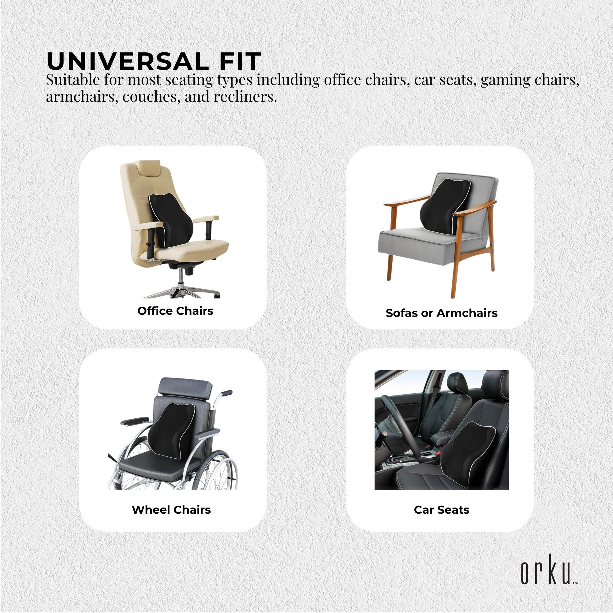 Portable Toilets & Showers: Orku Ergonomic Lumbar Cushion - Memory Foam Back Support Car Office Gaming Chair