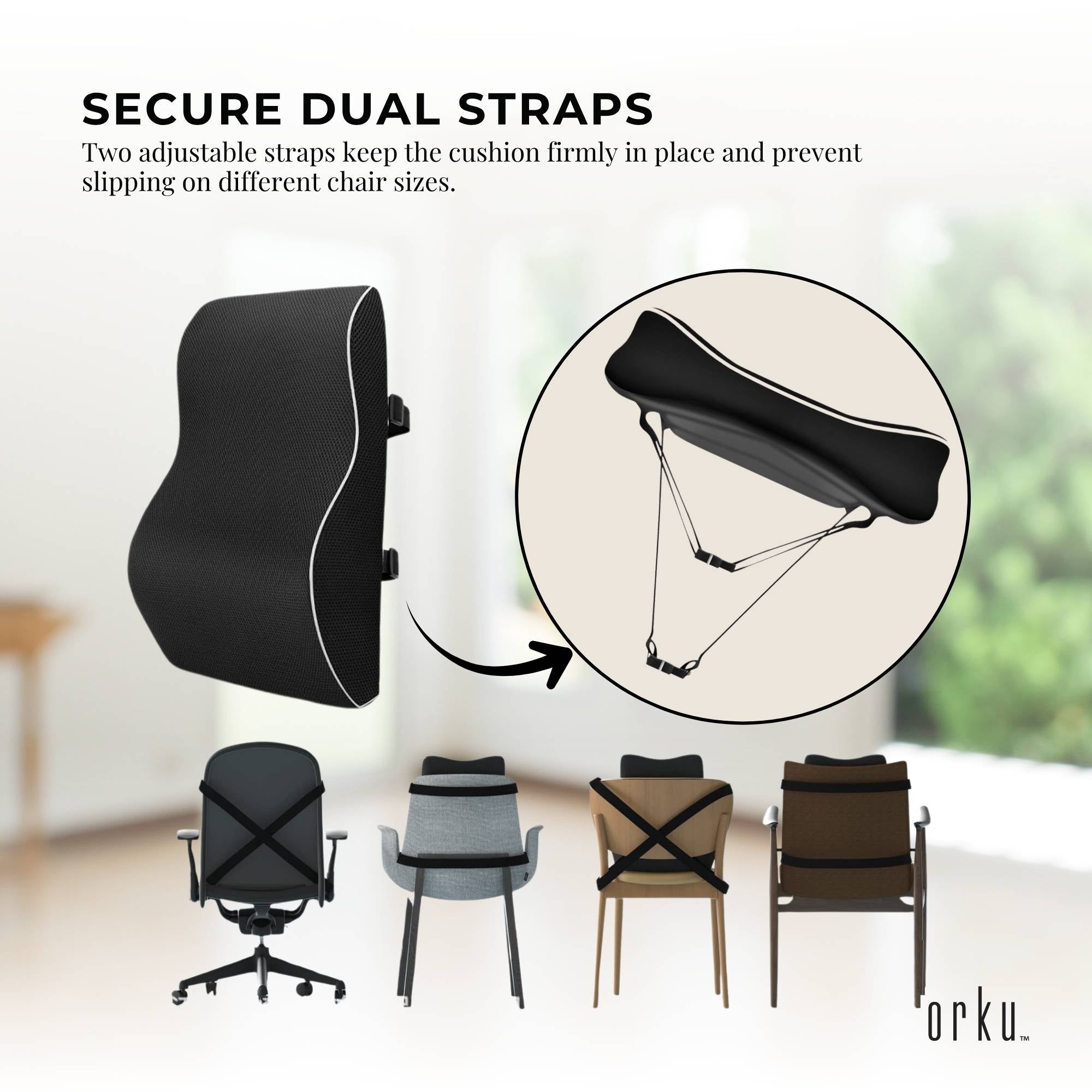 Portable Toilets & Showers: Orku Ergonomic Lumbar Cushion - Memory Foam Back Support Car Office Gaming Chair