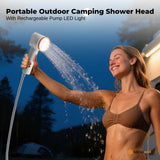 Portable Toilets & Showers: Social Hike Portable Camping Shower Head - Outdoor Rechargeable Pump LED Light