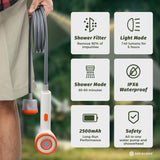 Portable Toilets & Showers: Social Hike Portable Camping Shower Head - Outdoor Rechargeable Pump LED Light