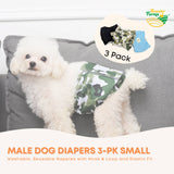 Dog Apparel: Rooster Farms Male Dog Diapers Small 3Pk - Washable Reusable Nappies Hook/Loop
