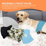 Dog Apparel: Rooster Farms Male Dog Diapers Medium 3Pk - Washable Reusable Nappies Hook/Loop