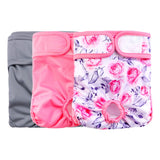 Rooster Farms Female Dog Diapers Medium 3Pk - Washable Reusable Nappy Hook/Loop