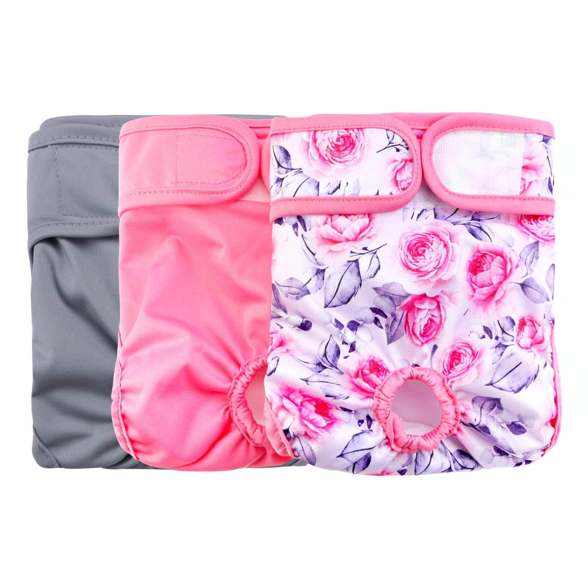 Dog Apparel: Rooster Farms Female Dog Diapers Large 3Pk - Washable Reusable Nappies Hook/Loop