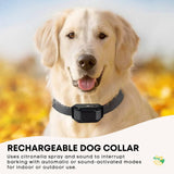 Dog Collars, Leads & Harnesses: Rooster Farms Dog Bark Training Collar Citronella + Sound Rechargeable Automatic