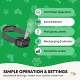 Dog Collars, Leads & Harnesses: Rooster Farms Dog Bark Training Collar Citronella + Sound Rechargeable Automatic