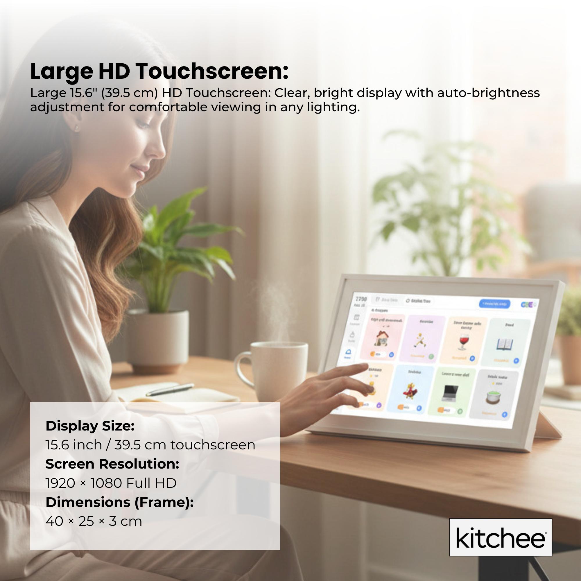 Kitchee 15.6" Digital Calendar Smart Family Planner - 39.6cm Touchscreen White