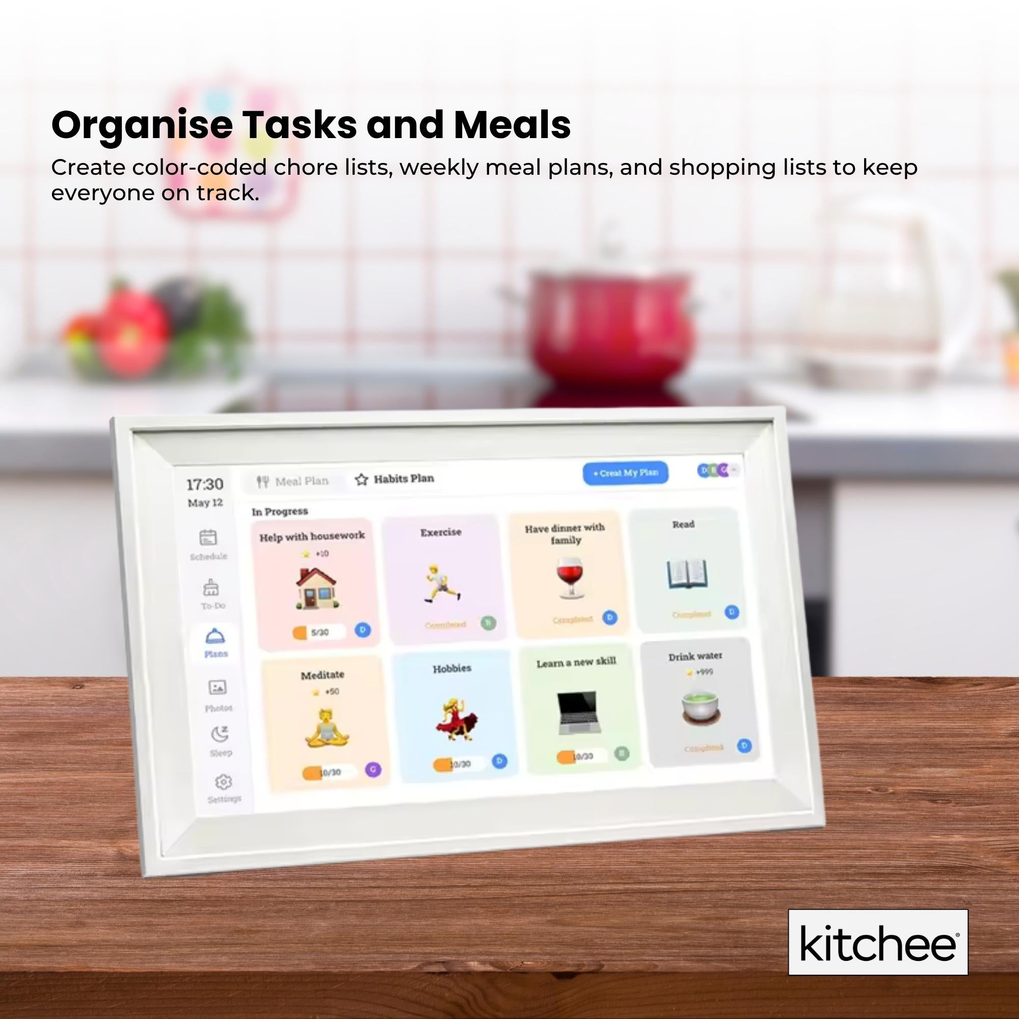 Kitchee 15.6" Digital Calendar Smart Family Planner - 39.6cm Touchscreen White