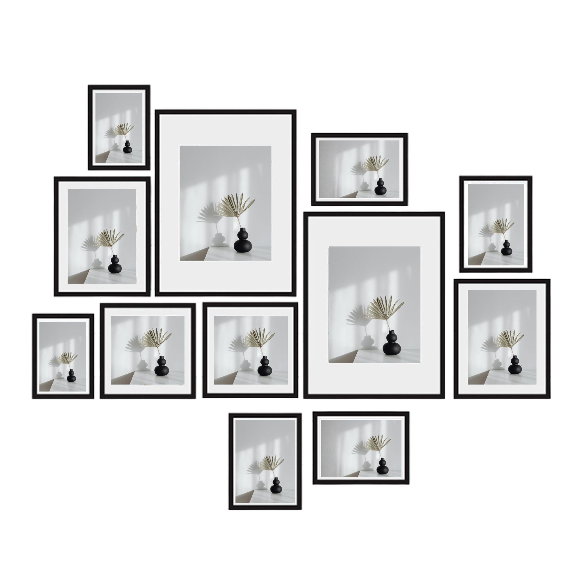 Picture Frames: Kitchee 12 Pieces Photo Frame Set - Modern Gallery Wall Mixed Sizes Matt Black