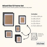 Picture Frames: Kitchee 12 Pieces Photo Frame Set - Modern Gallery Wall Mixed Sizes Matt Black