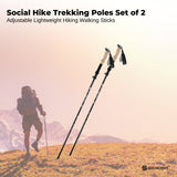 Skiing & Accessories: Social Hike Trekking Poles Set of 2 Adjustable Lightweight Hiking Walking Sticks