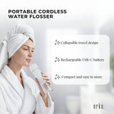 Oral Care: Orku Mini Water Flosser Rechargeable Portable Extendable Travel Oral Irrigator White