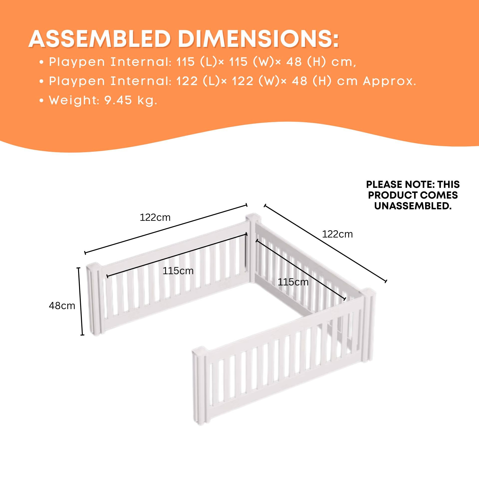 Rooster Farms 1.15m PVC Dog Play Pen Extension for Whelping Box 3 Side Enclosure