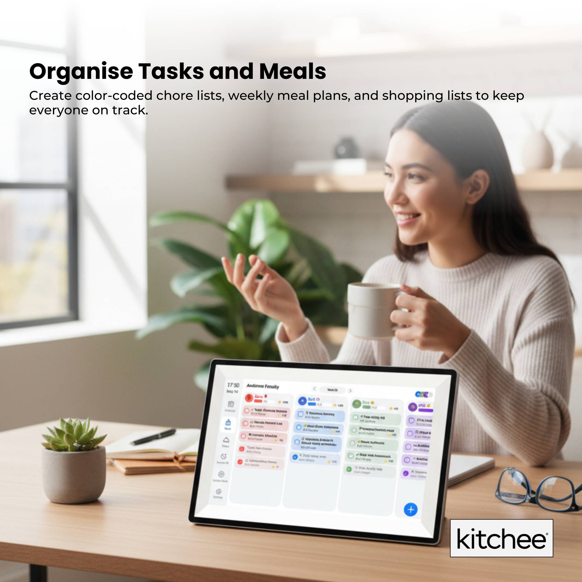 Kitchee 15.6" Digital Calendar Smart Family Planner - 39.5cm Touchscreen Black