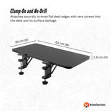 Desk Accessories: Tooleroo Folding Tray Desk Extender - Clamp-On Table Extension Shelf Black