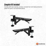 Desk Accessories: Tooleroo Folding Tray Desk Extender - Clamp-On Table Extension Shelf Black