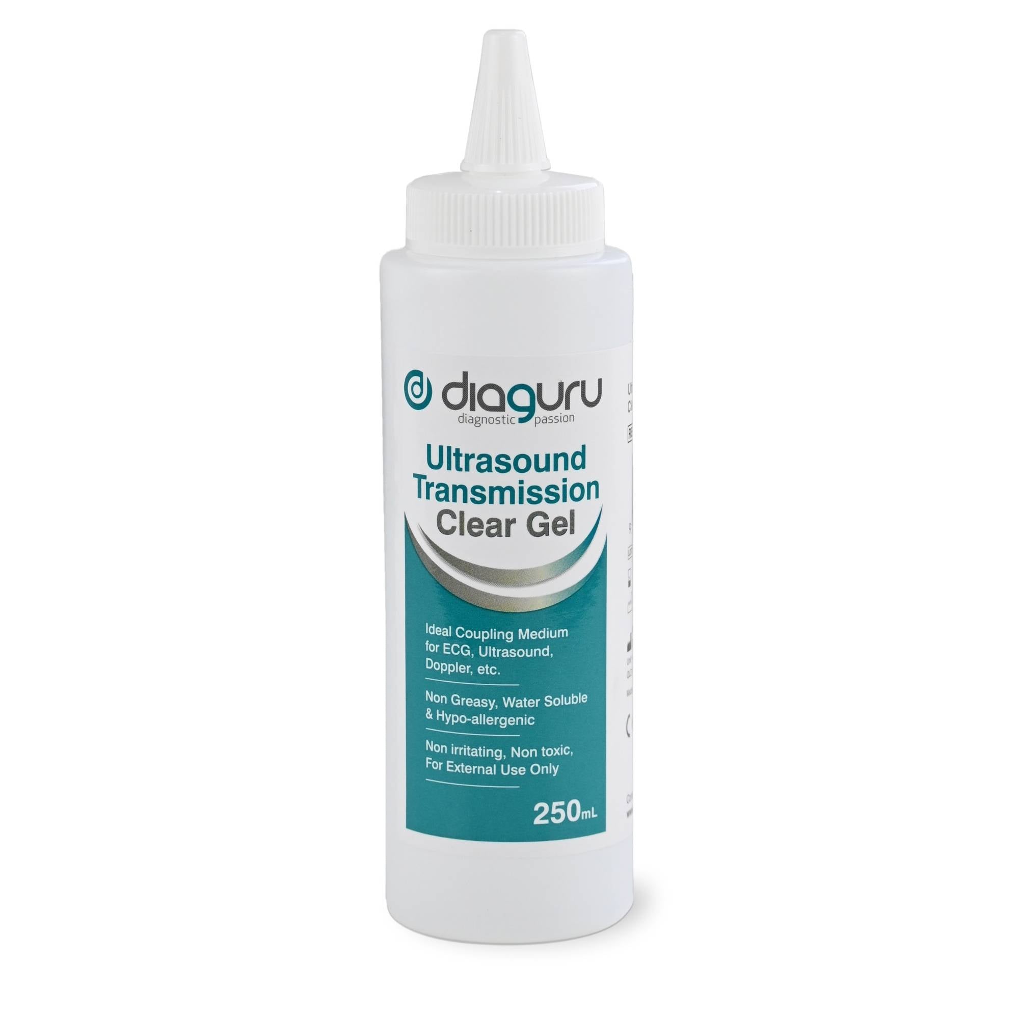 Monitoring & Testing: Diaguru 1x 250ml Conductive Transmission Gel - Water-Based External Clear Gel