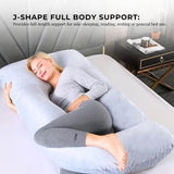 Pillows: Orku Maternity Pregnancy Pillow - J-Shape Full Length for Side Sleepers Grey