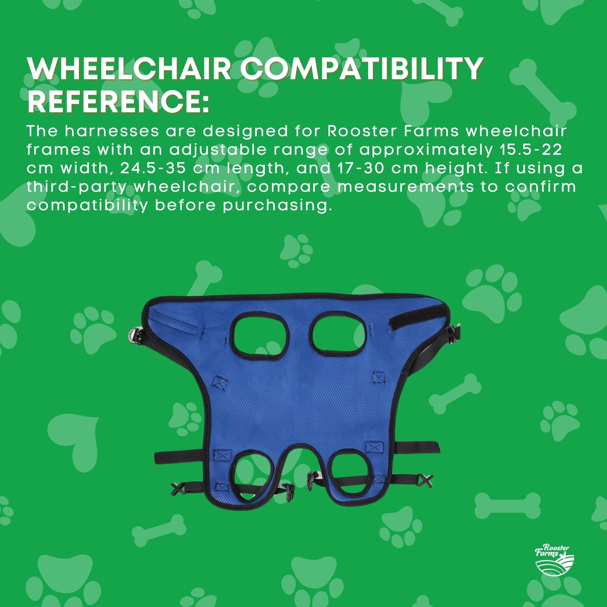 Rooster Farms Replacement Harness for Dog Wheelchair M - Little Dogs Up to 10Kg