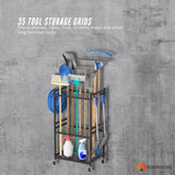 Tooleroo Garden Tool Organiser Rack - Rolling Storage Trolley for Yard Garage