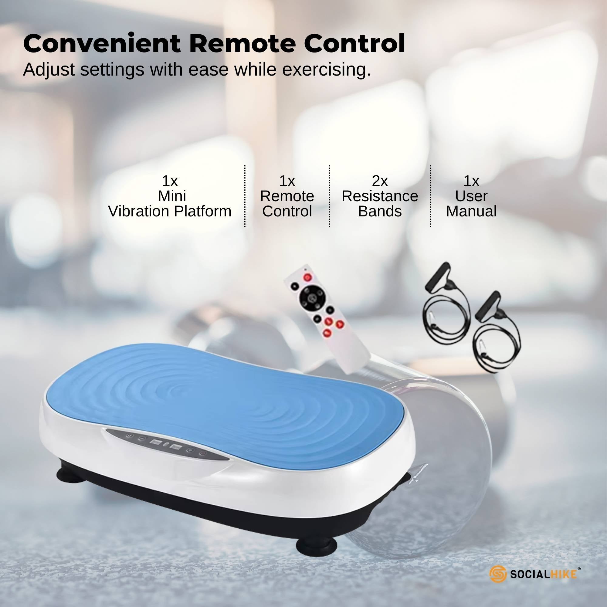 Social Hike 55cm Vibration Plate Machine Full Body Exercise Platform 200W Blue