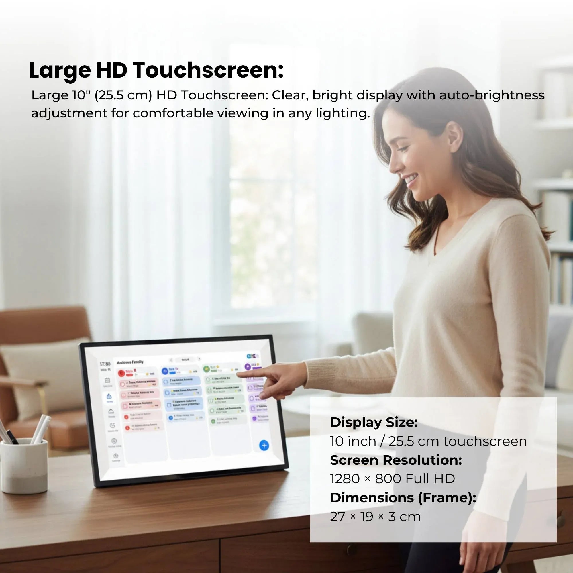 Kitchee 10" Digital Calendar Smart Family Planner - 25.5cm Touchscreen Black