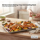 Kitchee 40.5x30.5cm Oven Baking Tray + Cooling Rack 4 Piece Stainless Steel Set
