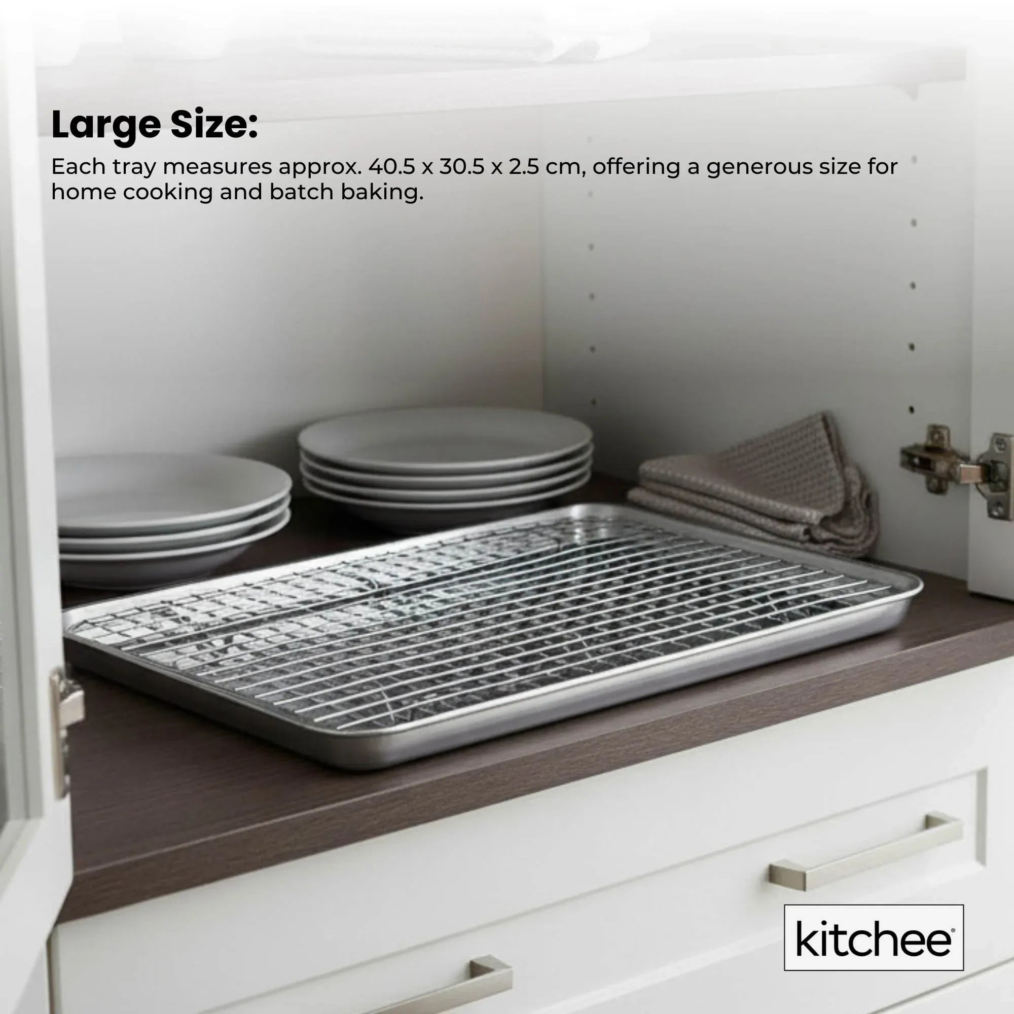 Kitchee 40.5x30.5cm Oven Baking Tray + Cooling Rack 4 Piece Stainless Steel Set