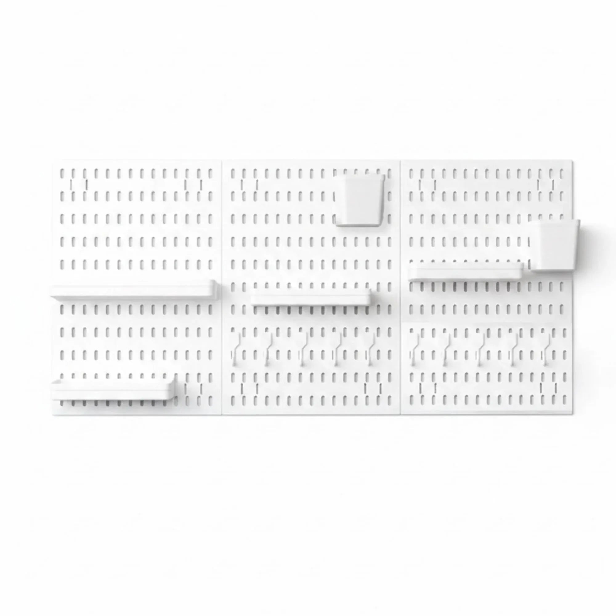 Kitchee Pegboard Wall Organiser Storage Kit 18 with Hooks and Baskets White