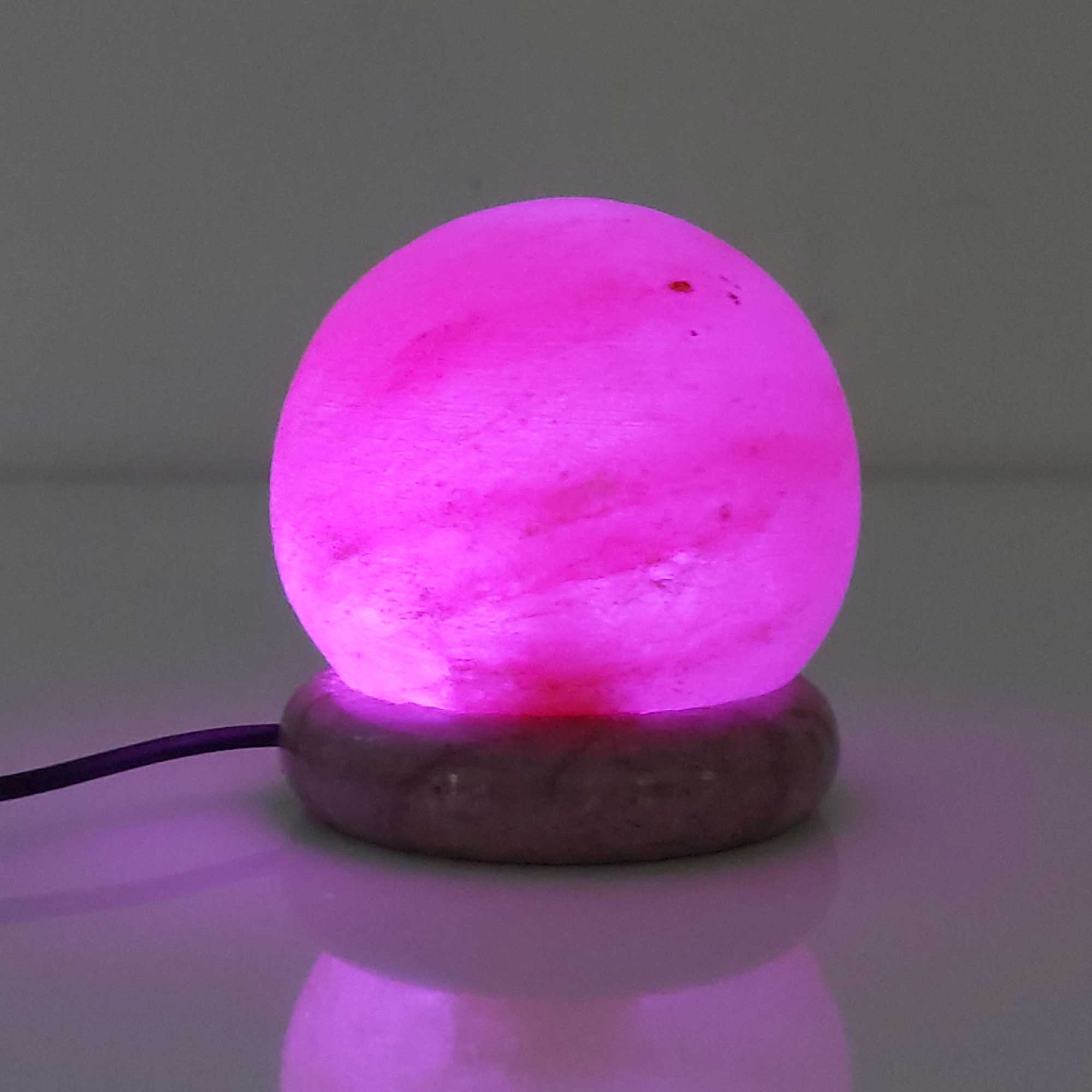 Table Lamps: USB Colour Changing Salt Himalayan Lamp - Ball Sphere Shape Pink Rock LED Light