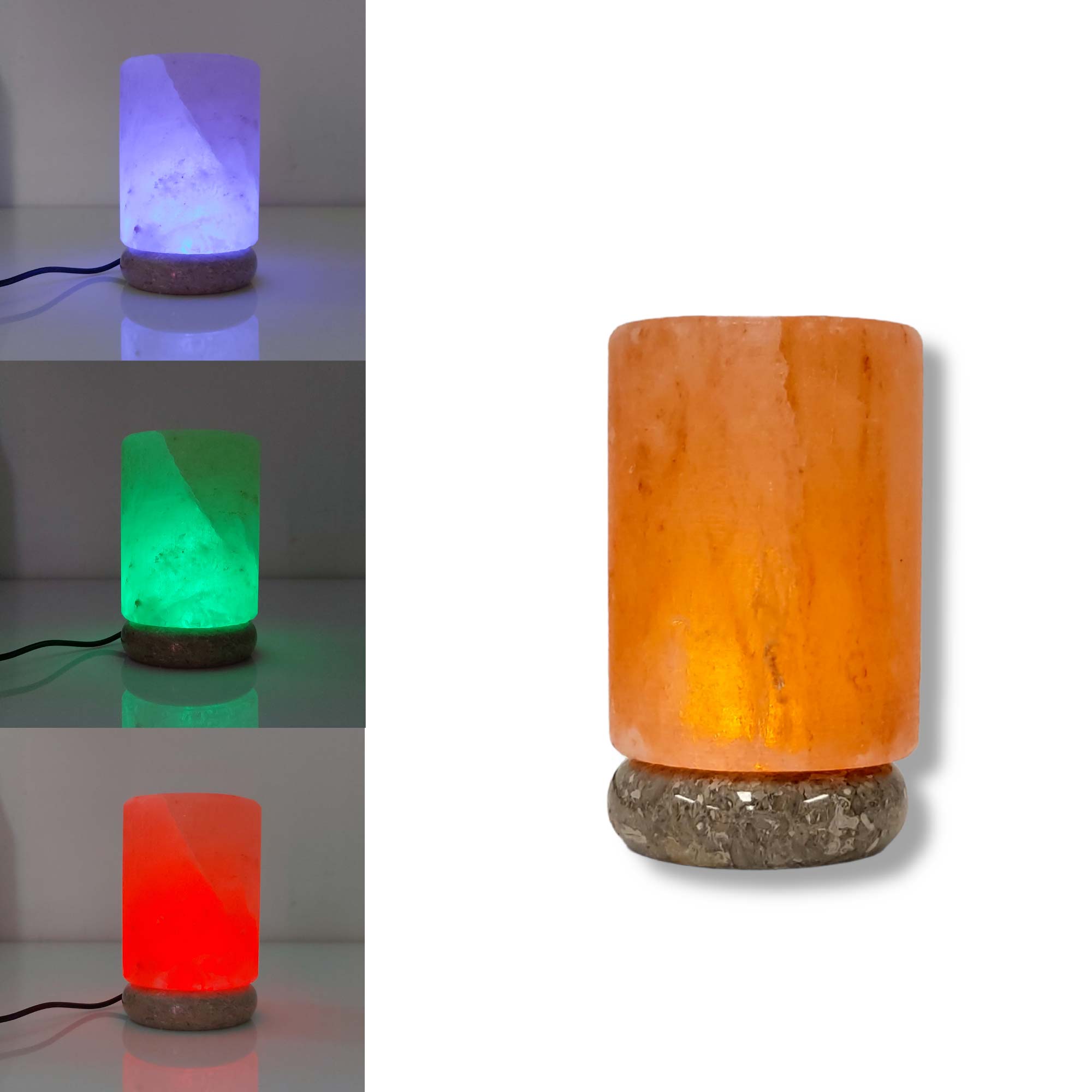 Table Lamps: USB Colour Changing Salt Himalayan Lamp - Cylinder Shape Pink Rock LED Light