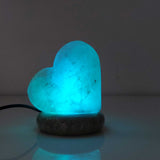 Table Lamps: USB Colour Changing Salt Himalayan Lamp - Heart Love Shape Pink Rock LED Light