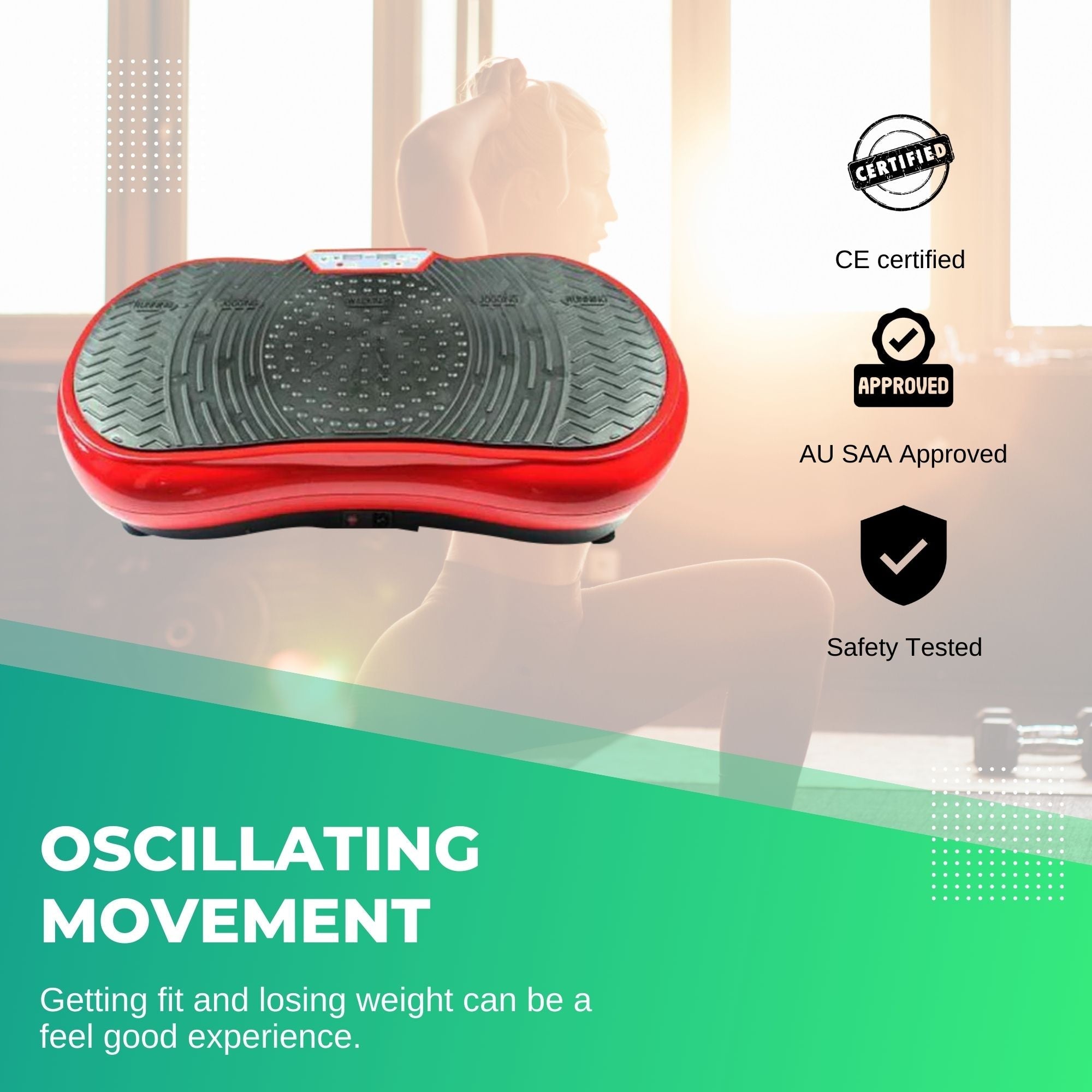 Social Hike 68cm Vibration Plate Machine Full Body Workout Platform Red