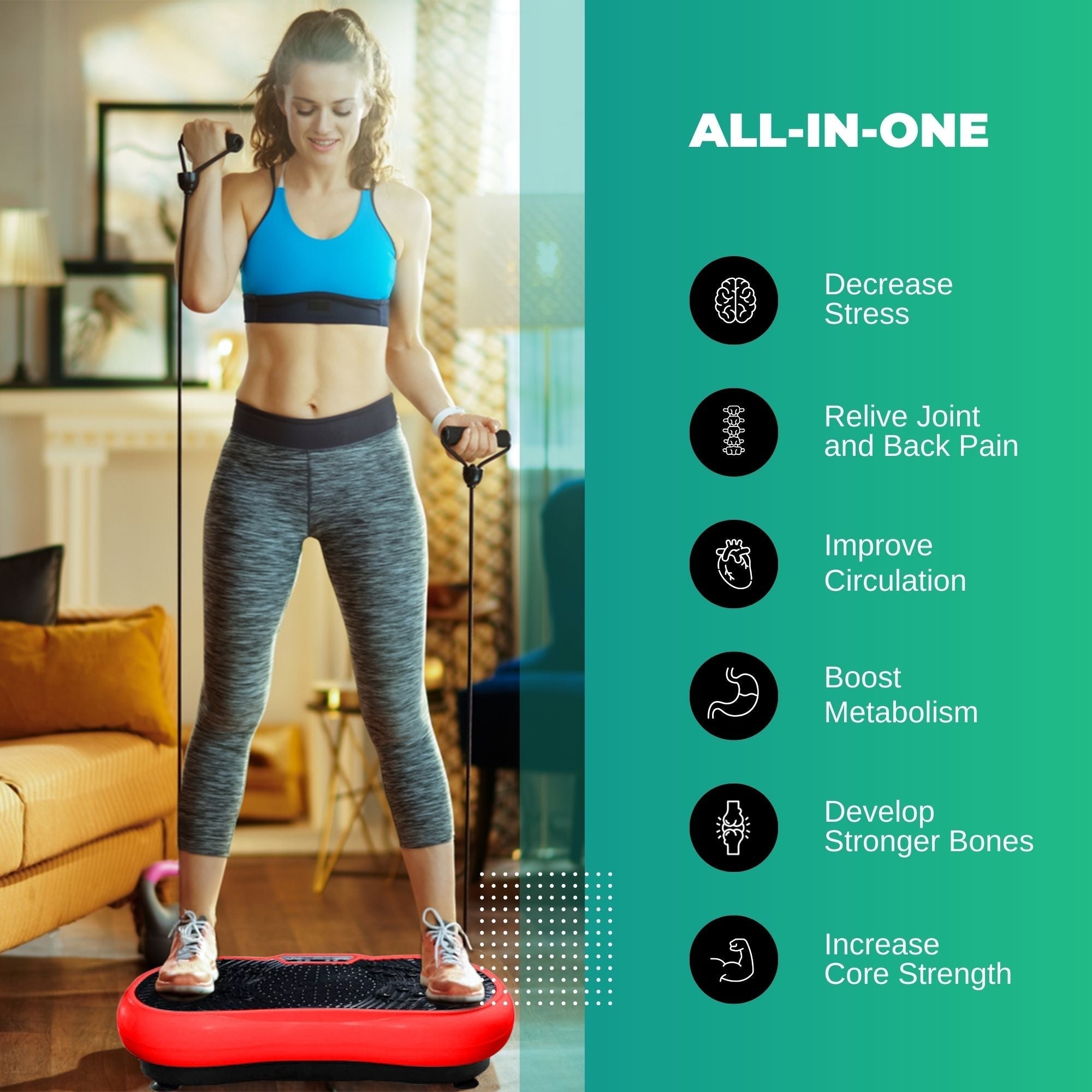 Social Hike 68cm Vibration Plate Machine Full Body Workout Platform Red