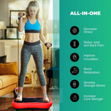 Social Hike Vibration Plate Exercise Platform - Vibrating Workout Machine Red