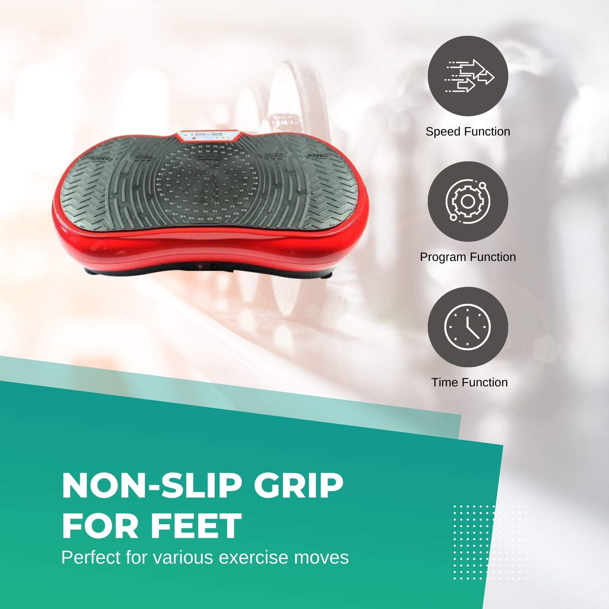 Social Hike 68cm Vibration Plate Machine Full Body Workout Platform Red
