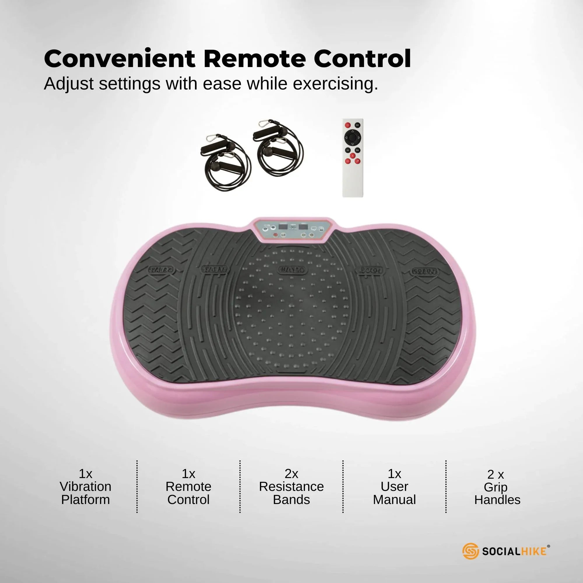 Social Hike 68cm Vibration Plate Machine Full Body Workout Platform Pink