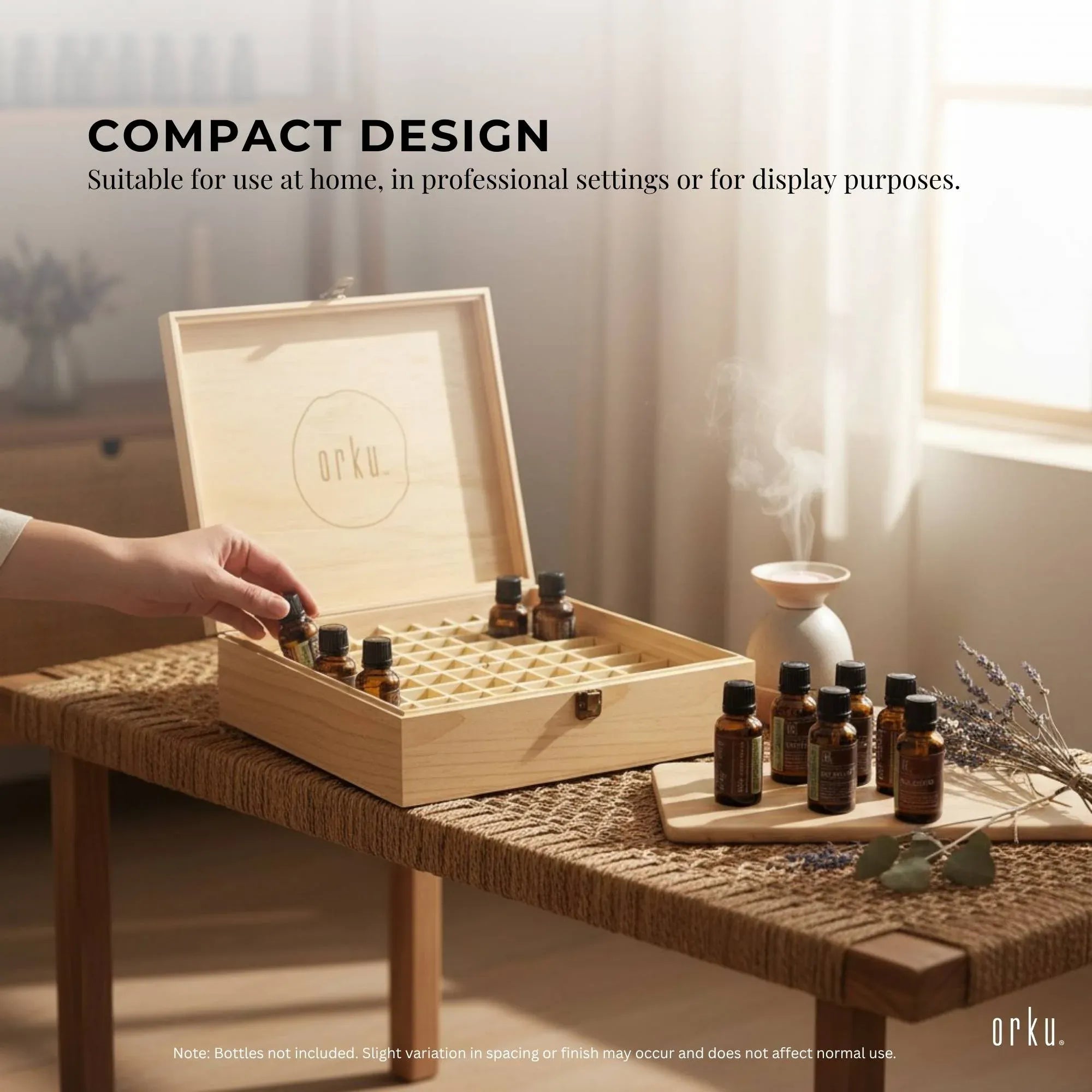 Orku 74 Essential Oil Bottle Storage Box Wooden Organiser Aromatherapy Case