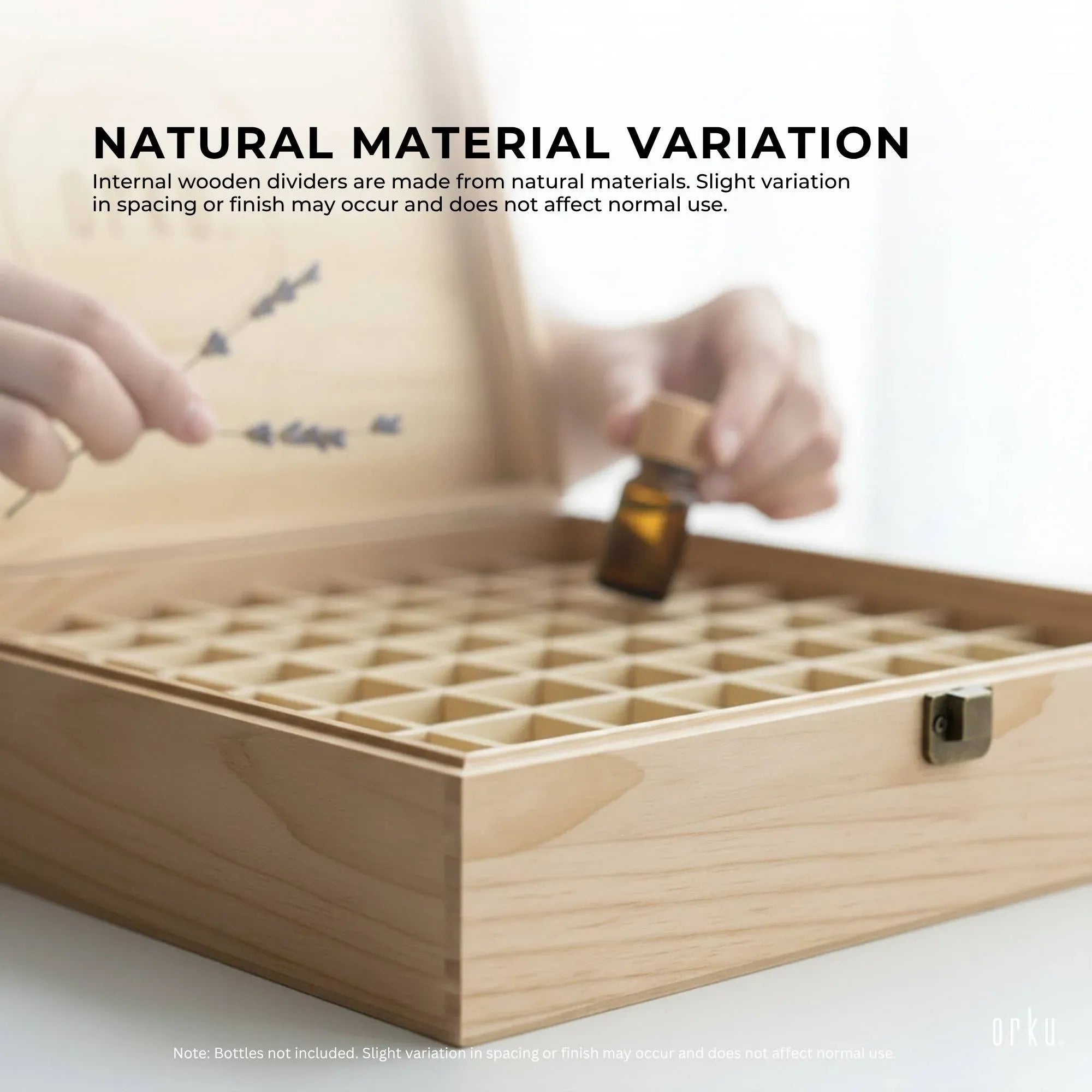 Orku 74 Essential Oil Bottle Storage Box Wooden Organiser Aromatherapy Case