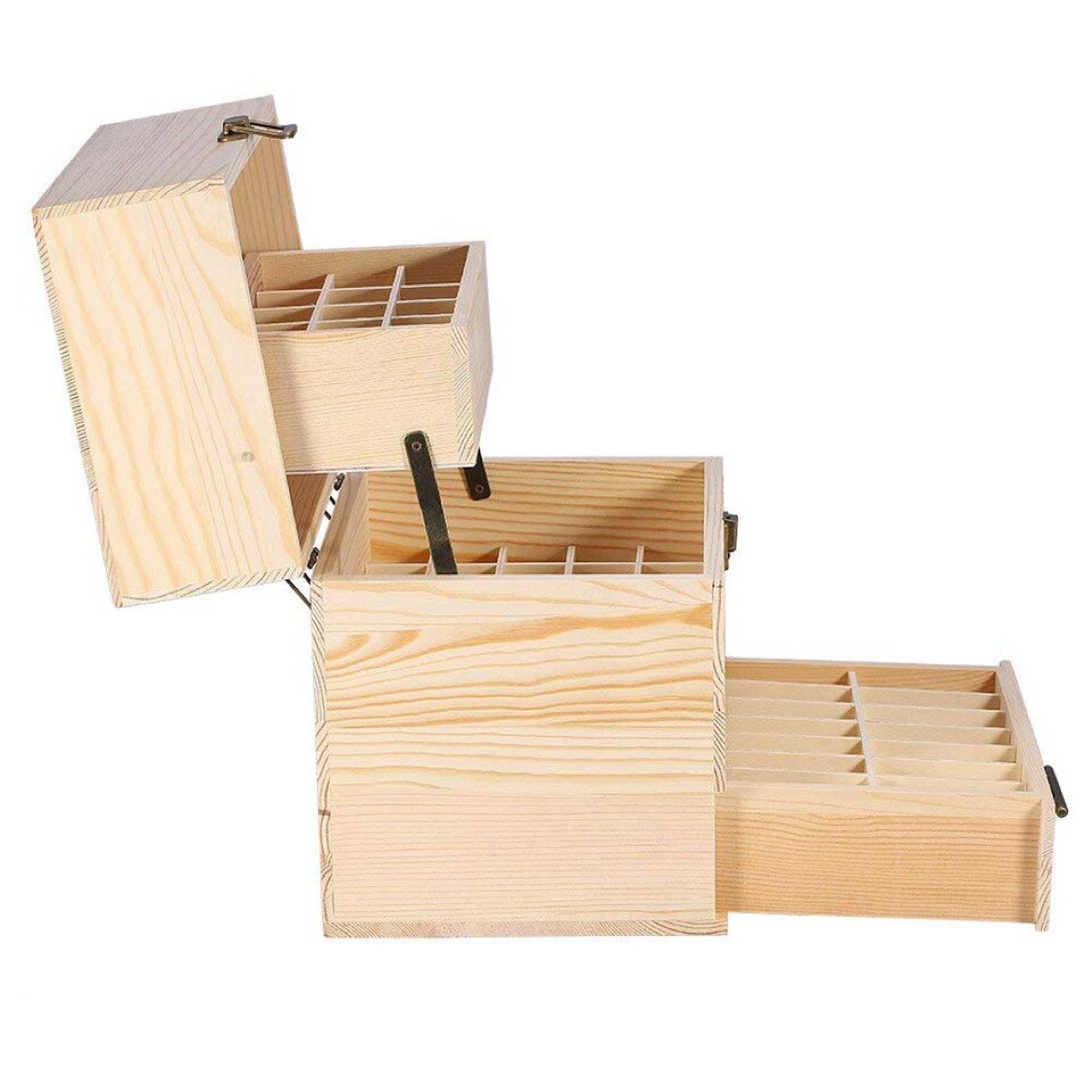 Orku 59 Essential Oil Bottle Storage Box - Wooden 3 Tier Aromatherapy Organiser