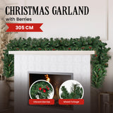 Christmas Trees: Christabelle 3.05m Christmas Garland with Berries Pine Tree Decoration Ornament