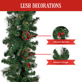 Christmas Trees: Christabelle 3.05m Christmas Garland with Berries Pine Tree Decoration Ornament