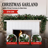 Christmas Trees: Christabelle 2.7m Christmas Garland with Pine Cones & Berries Pine Tree Decoration Ornament