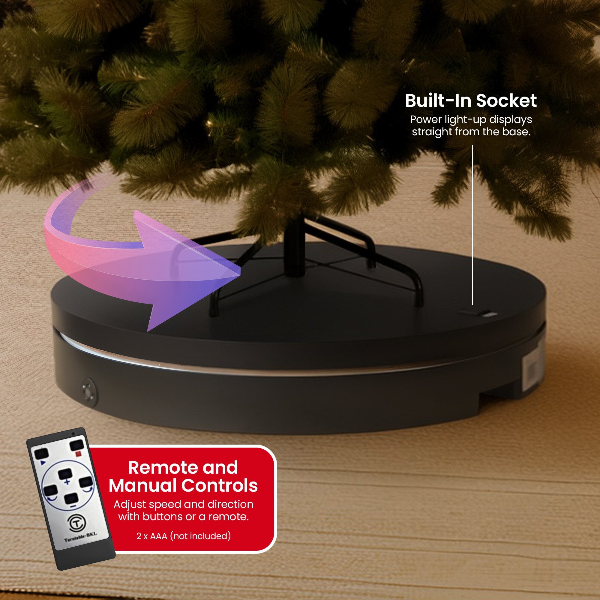 Christmas Decorations: Christabelle 80cm 200kg Commercial Electric Display Turntable Power Outlet Black