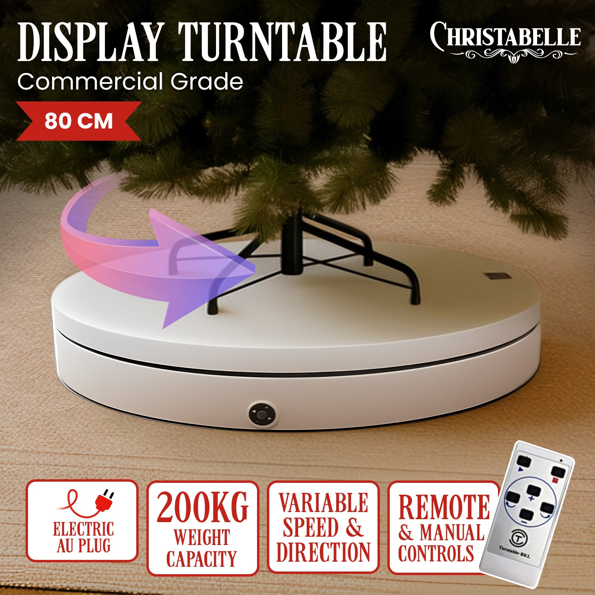 Christmas Decorations: Christabelle 80cm 200kg Commercial Electric Display Turntable Motorised White