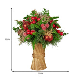 Christmas Decorations: Christabelle 33cm Christmas Bouquet Pre-Decorated Holiday Floral Arrangement with Berries, Baubles & Pine Cones Festive Tabletop Centrepiece Decoration