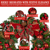 Christmas Wreaths & Garlands: Christabelle Stunning 71cm Christmas Wreath Lush Red Baubles Berries Pine Cones and Bow Front Door Decoration