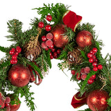 Christmas Wreaths & Garlands: Christabelle 1.85m Christmas Garland with Red Berries Pine Cones Baubles Bows Tree Decoration Ornament