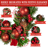 Christmas Wreaths & Garlands: Christabelle 1.85m Christmas Garland with Red Berries Pine Cones Baubles Bows Tree Decoration Ornament