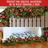 Christmas Wreaths & Garlands: Christabelle 1.85m Christmas Garland with Red Berries Pine Cones Baubles Bows Tree Decoration Ornament